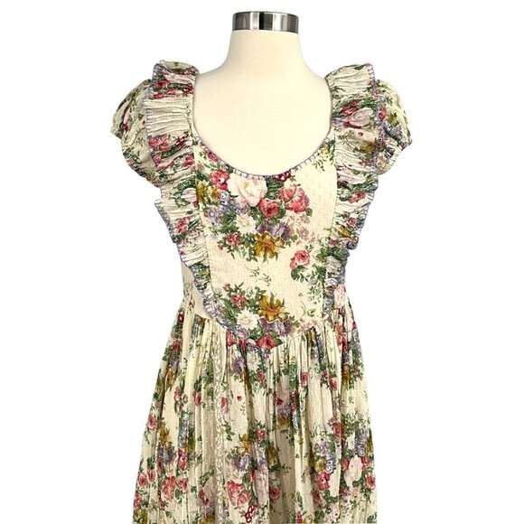 NWT LoveShackFancy Exley Dress Shining Gemstone Size 2 Floral Short Sleeve - Picture 2 of 16